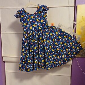 Dot Dot Smile Blue Dress with Yellow and Orange Flowers